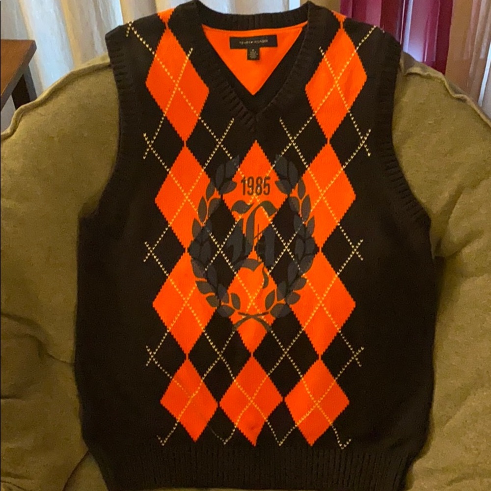 Tommy Hilfiger black and orange vest